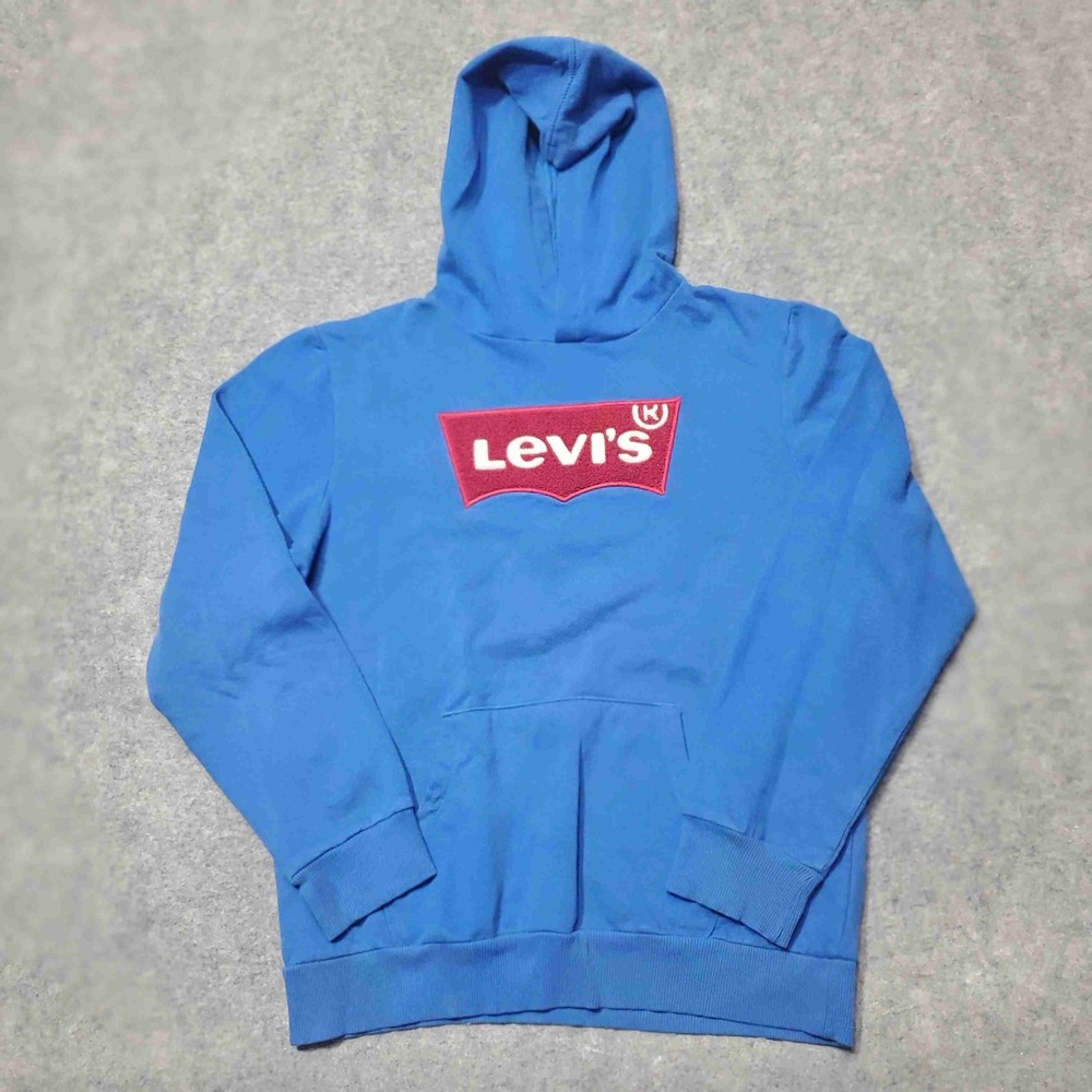 Levis Boys Kids Hoodie Size XL Blue Hooded Long Sleeve Logo Sweatshirt